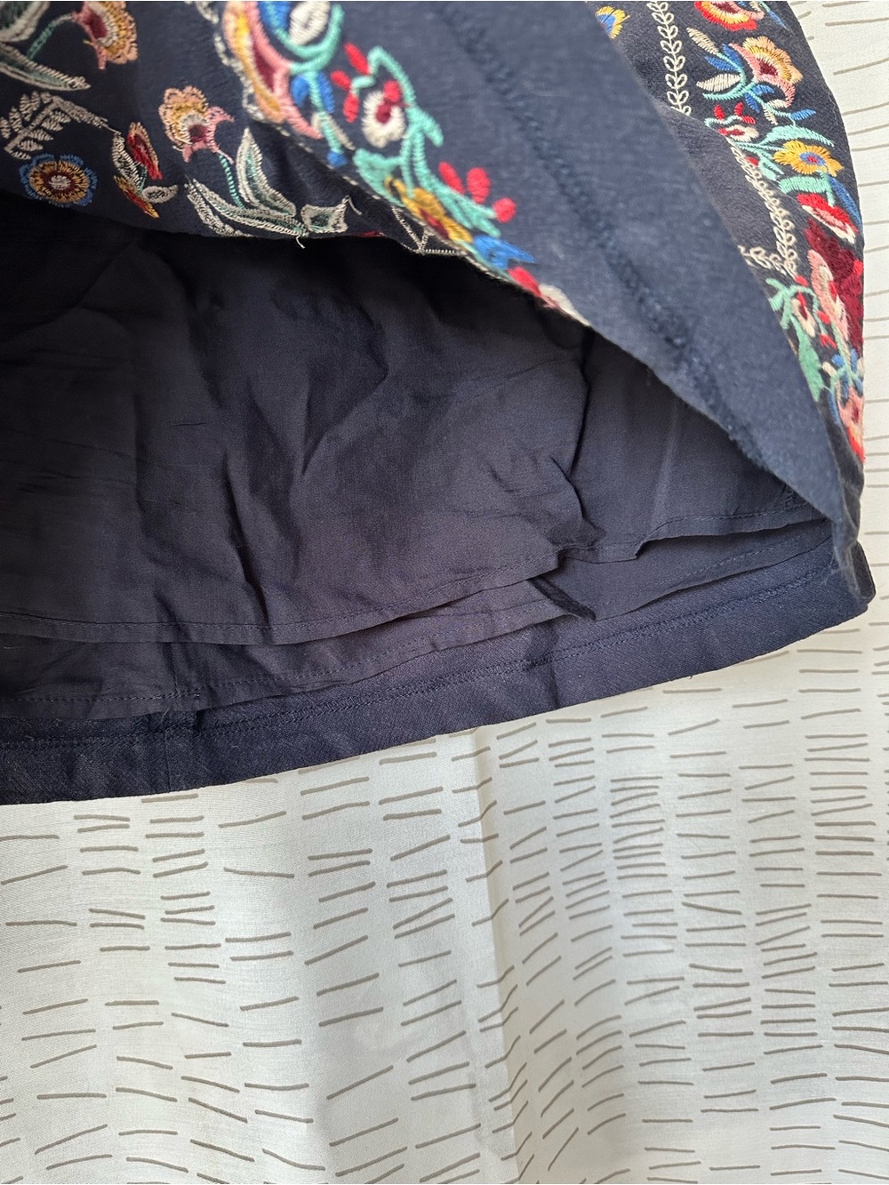 Umgee Navy Mini Skirt with Multicolor Floral Embroidery - Picture 3 of 9